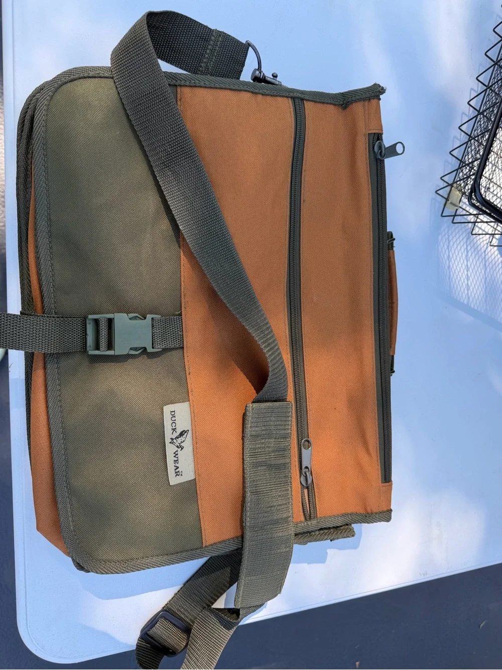 Duck Wear Olive and Brown Canvas Messenger Bag for Men
